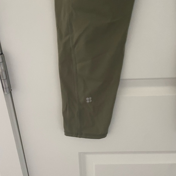 Sweaty Betty Power Full Length Leggings Moss Green Pink Stripe - Picture 8 of 8